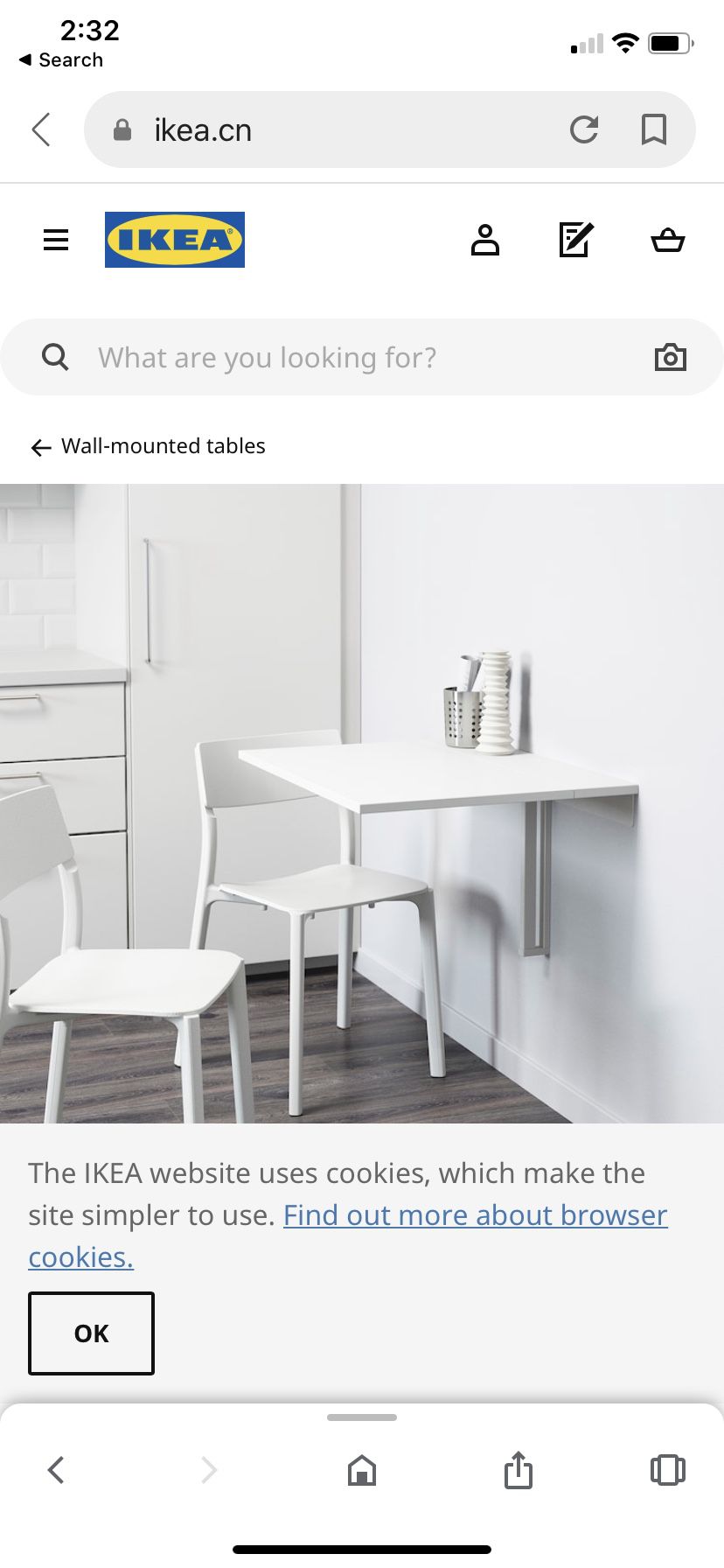 Norberg folding wall table from Ikea