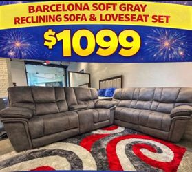 COMFY NEW BARCELONA RECLINING SOFA AND LOVESEAT SET ON SALE ONLY $1099. IN STOCK SAME DAY DELIVERY 🚚 EASY FINANCING 