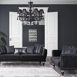 Lisbet Black Velvet Sofa & Loveseat /couch /Living room set