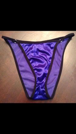 Women's Super Sexy Cheeky bikini bottoms metallic Blue Black high waist Small!