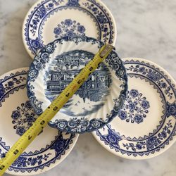 4 Blue and white DESSERT PLATES