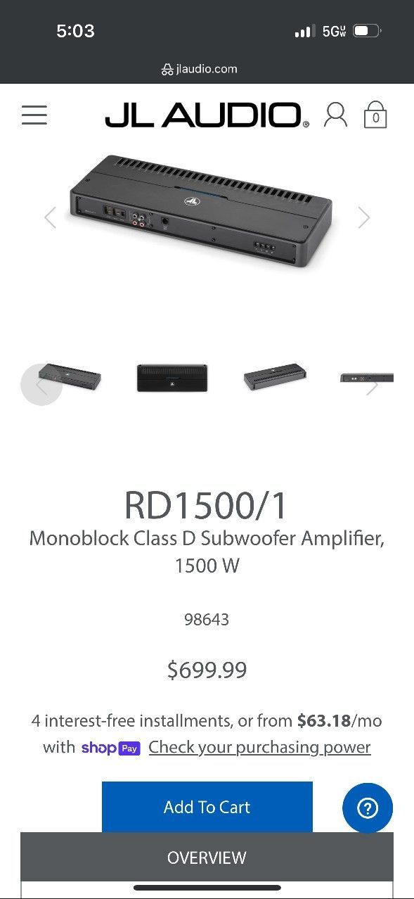 JL AUDIO Monoblock Amplifier RD1500/1