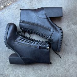 Black High Heeled Combat Boots