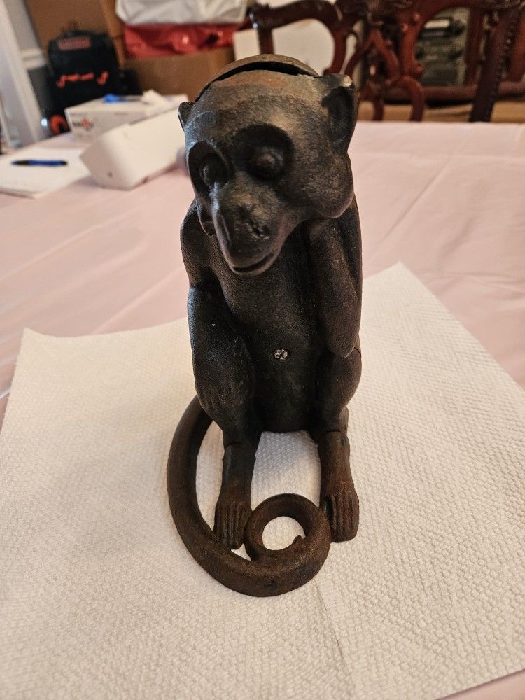 Vintage Cast Iron Monkey Piggy Bank