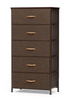 Brown 5 Drawer Vertical Dresser Storage Tower Chest