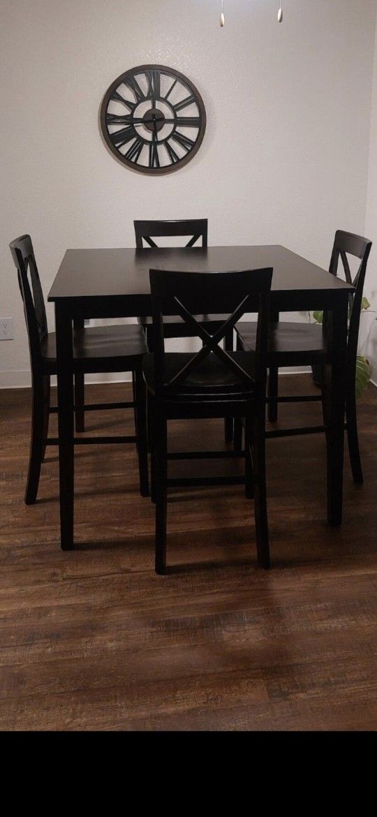 Simple Living Cross Back Counter Height 5-piece Table and Chair Set With Cushions.