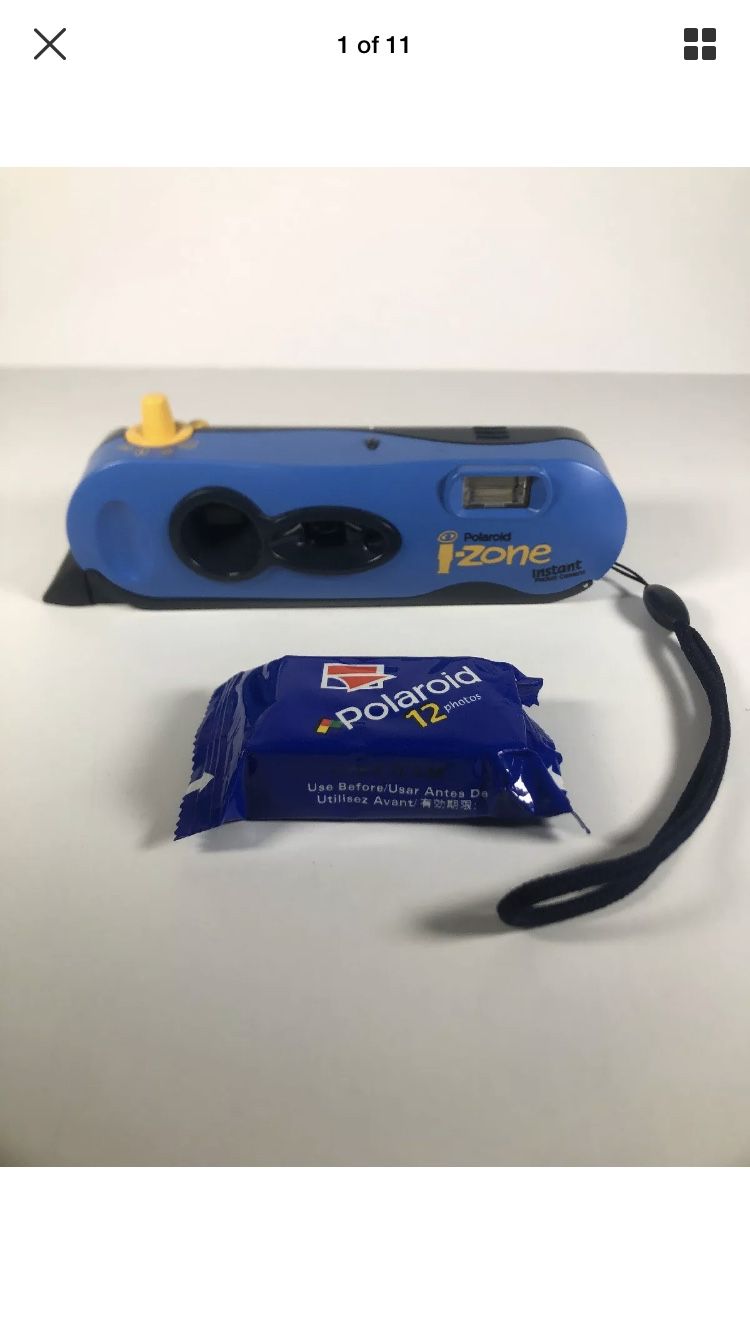 Polaroid iZone Instant Camera Auto Focus Wrist Strap Blue 1 Box of Film D031BC