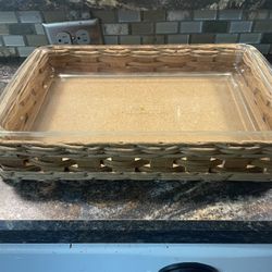 Pyrex Glass Container w/Wooden Carrier