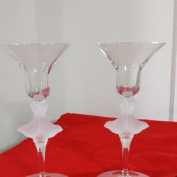 Sasaki Wings Clear 5.5" single light Candlestick Pair