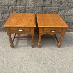 Thomasville matching oak end tables 