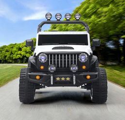 Electric Car With Remote Control, 2 Seater Ride On Toy, Colorful LED Lights, Adjustable Speed, USB & MP3 - White  46.85"W × 31.5"D × 32.28"H - 52.91 l