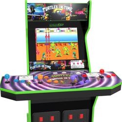 Arcade1Up - Turtles In Time Arcade with Stool, Riser, Lit Deck & Lit Marquee

