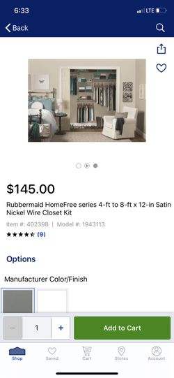 Rubbermaid home free series stain nickel wire closet kit
