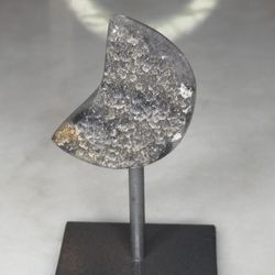 Black Amethyst Crescent Moon On Stand 
