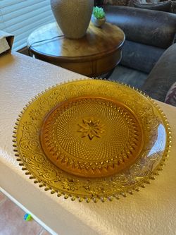 Vintage Amber Depression Glass Serving Plate
