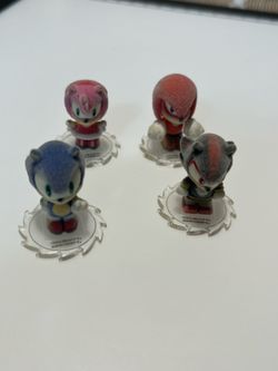 Jazwares Sonic The Hedgehog Flocked Mini Figures lot of 4 Loose Shadow Am