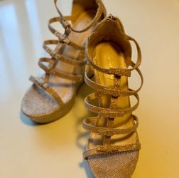 Women’s platform wedge glitter shoes sandals Size 8