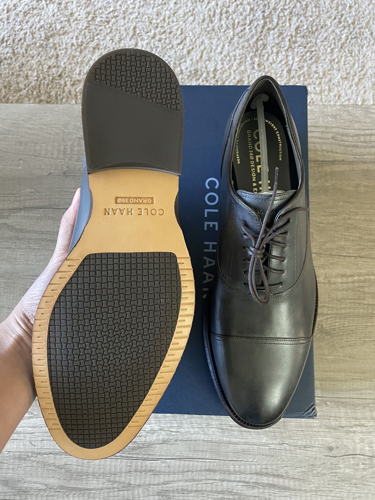 Cole Haan oxford loafers size 10. New in Box Cole Haan Grand+ Plain Toe Oxford Black Leather Shoes C38222  main image 2