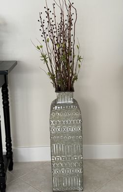 24” Pier 1 Global Boho Textured Metal Floor Vase