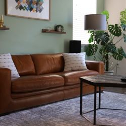 Living Spaces Mason Leather Sofa and Loveseat (Set Or Separate)