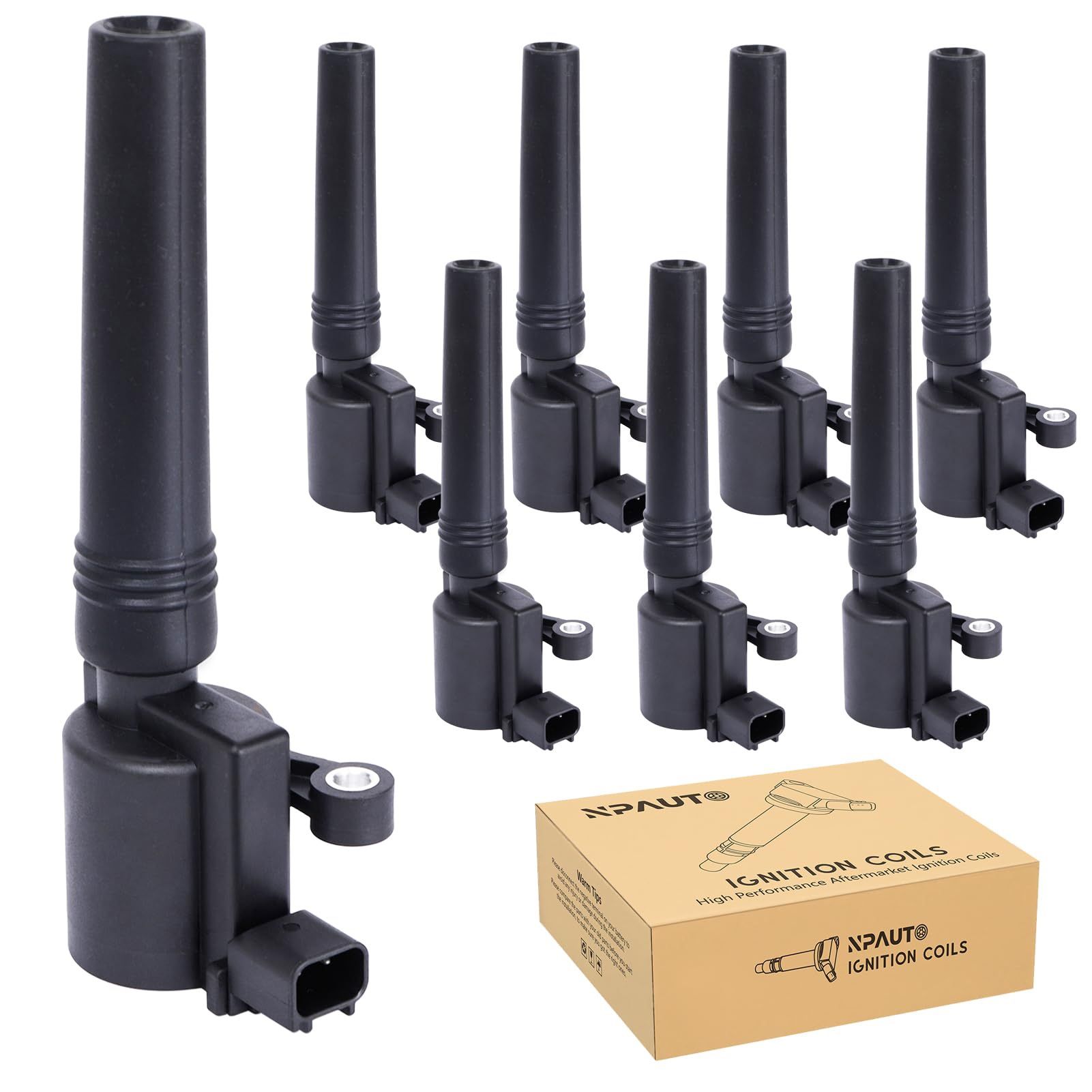 Ignition Coil Pack Set Of 8 Replacement For V8 3.9 Ford Thunderbird, 4.0 Lincoln LS, Jaguar S Type, 2000 2001 2002 2003 2004 2005, FD506 DG515