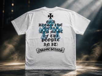 CHROME HEARTS Triple Cross Blue - God Bless The World Tee