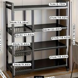 Metal Storage Rack With Wheels - Floor-Standing, Multi-Layer Organizer For Kitchen & Bathroom Essentials Kitchen Cabinet Organizers And Stor