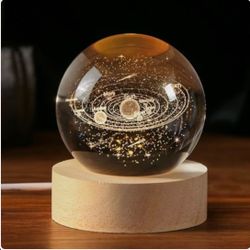 3D Solar System Crystal Ball 60mm Laser Engraved Universe Astronomy Decor Gift