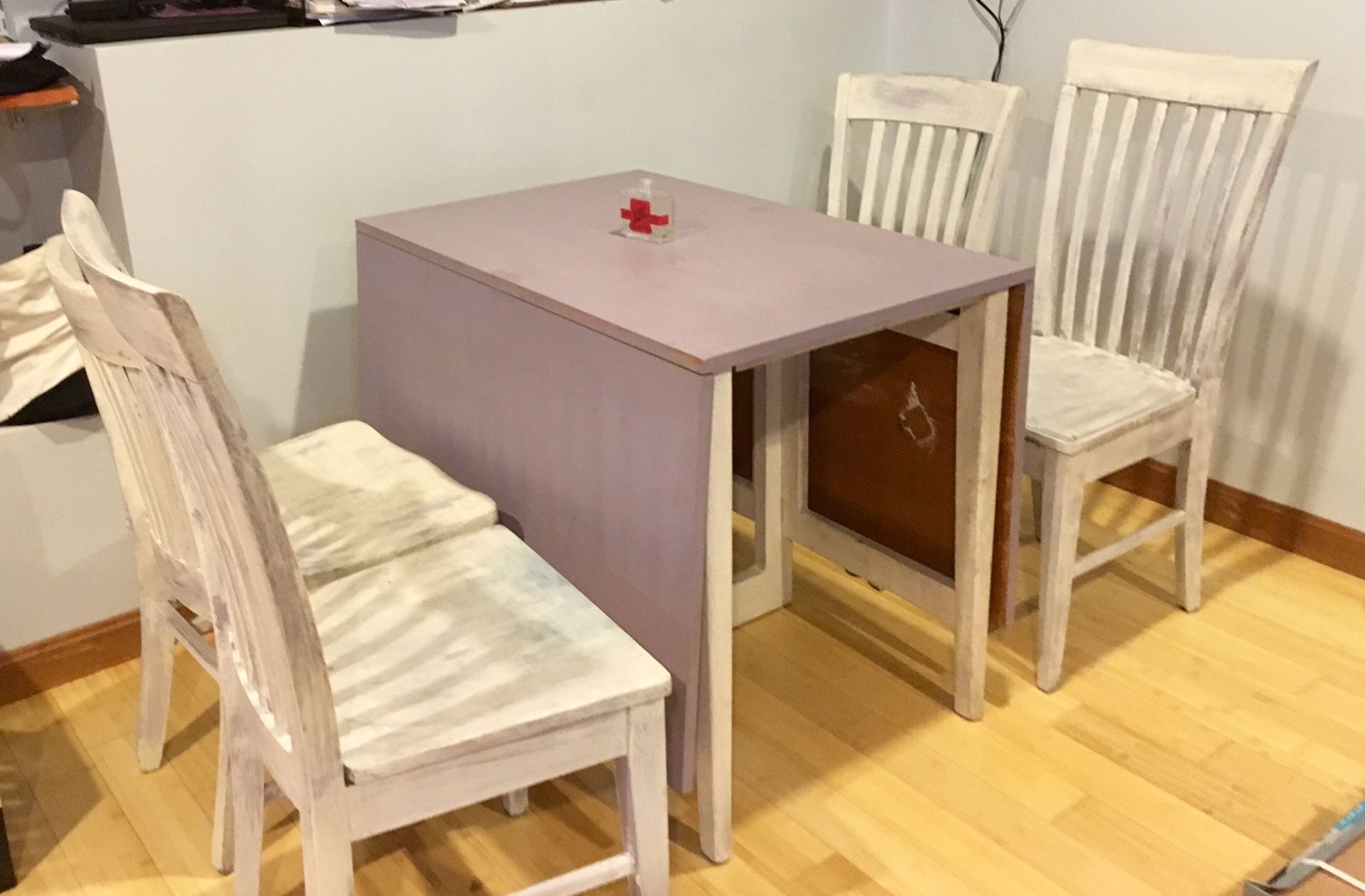 Wood drop leaf kitchen table & 4 chairs