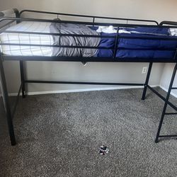 Twin Loft Bed With Bed And Bedding