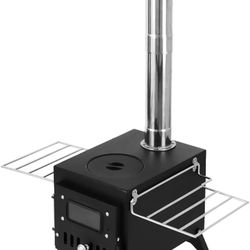 Wood Stove Hot Tent Stove Wood Heater Camping Stove with 5 Chimney Pipes View Glass for Camping Hunting Ice Fishing Outdoor Heating Cooking Hunting Ic