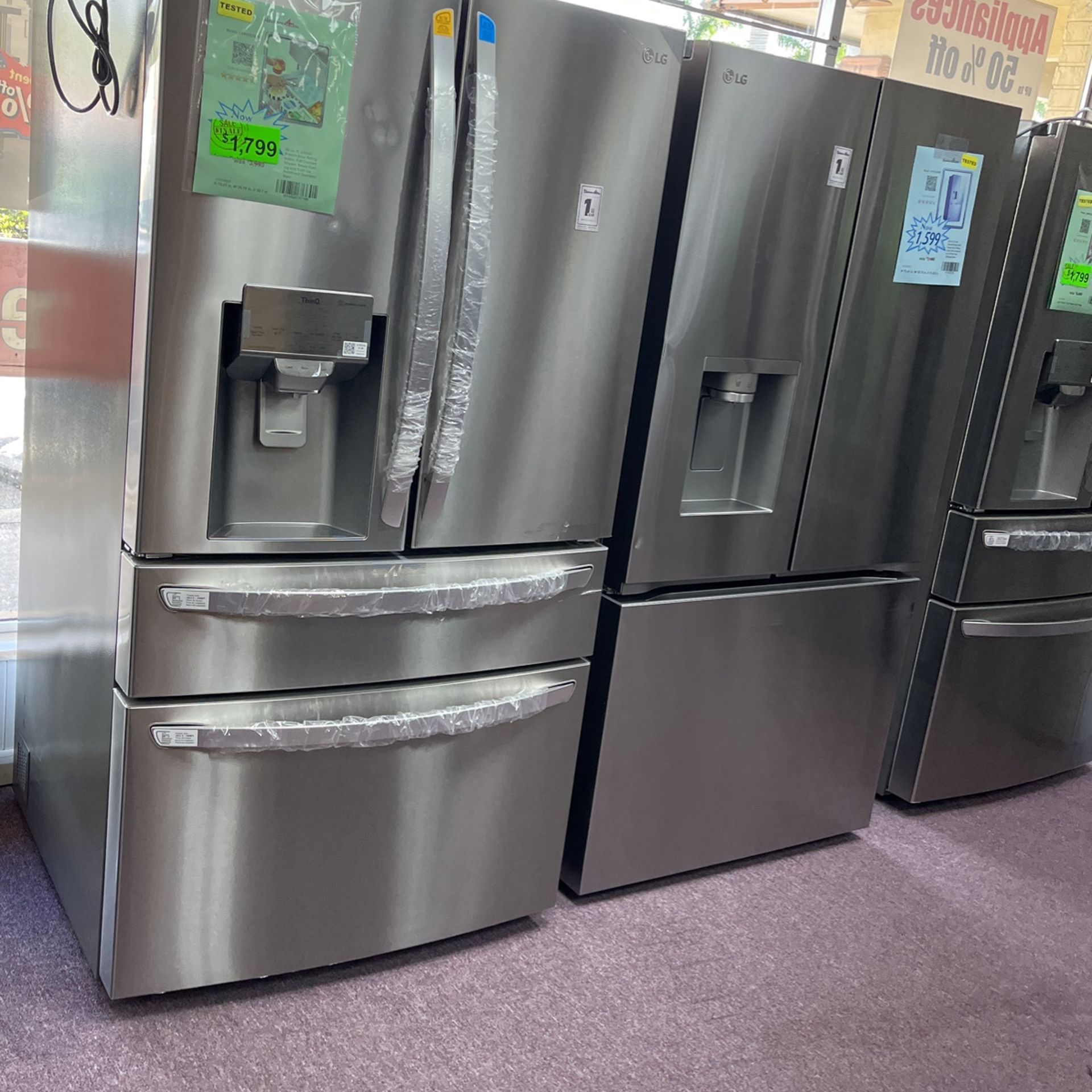 Refrigerator Stainless Steel 36” Wide New Open Box And 1...