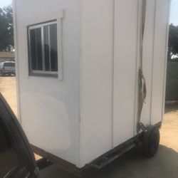 4 x 8 x 8 tall on a little trailer easy to move around not permanently mounted on Trailer 1,000$