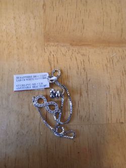 Sterling Silver Lab White Sapphire Infinity Bracelet
