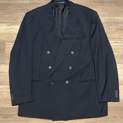 Yves Saint Laurent Dillards 48L Striped Double Breasted Blazer Jacket Sport Coat