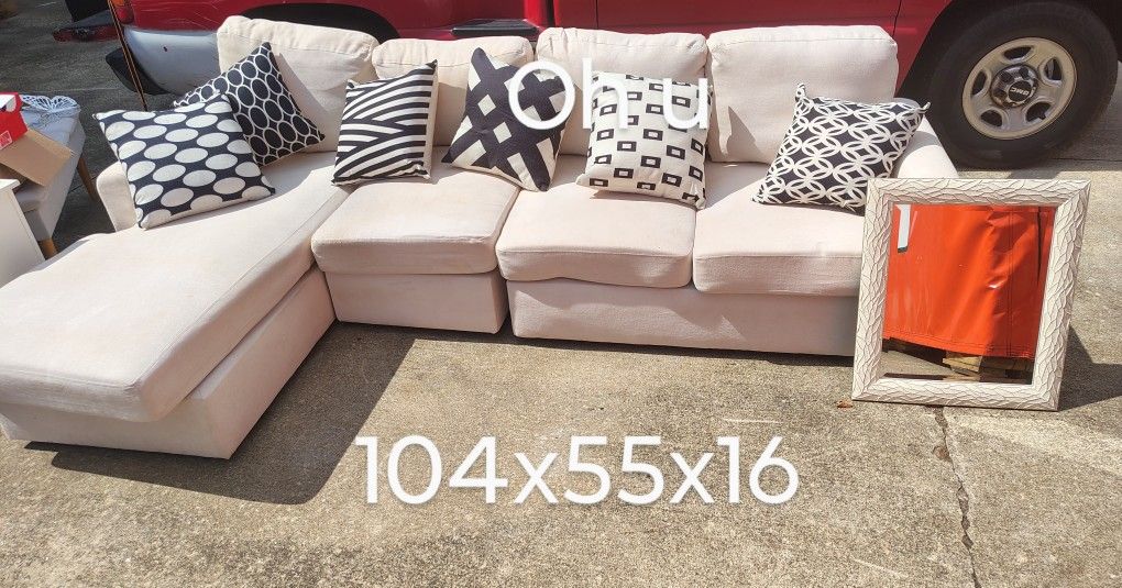 Cream Sectional..All Cushion Come Off For Cleaning