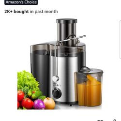 Juicer Machine, 500W Centrifugal Juicer Extractor with Wide Mouth 3" Feed Chute for Fruit Vegetable. Easv to Clean, Stainless Steel, BPA-free (Black