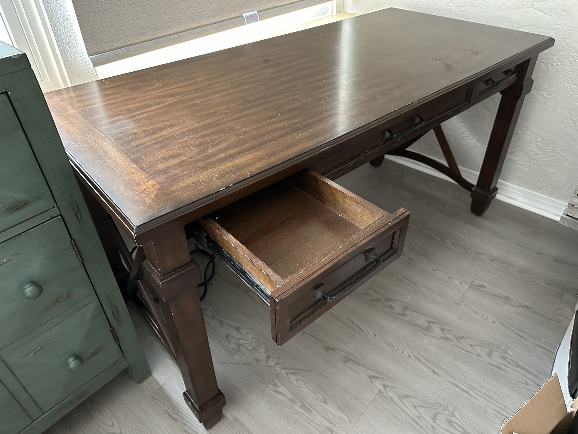 Brown Solid Wood Office Desk $100