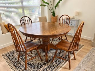 Solid Wood Dining Table Set with 4 Chairs + 24” Leaf