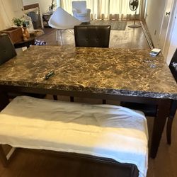 Free Granite Table With Bench And 3 Chairs 