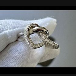 Solid Sterling Silver 925 Heart Knot Ring Size 8