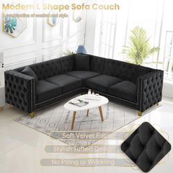 Black Velvet Sofa Couch 