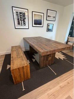 West Elm - Emmerson Reclaimed Wood Rectangle 72”  Dining Table w/ bench