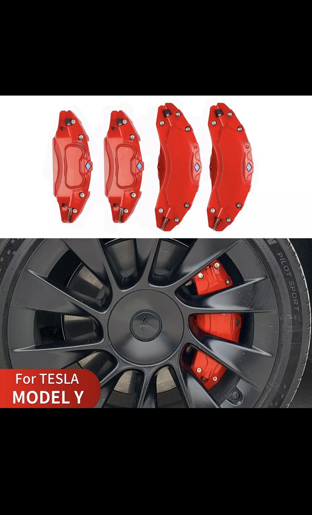 Tesla Model Y Brake Caliper Covers 2020-2024 Accessories Front and Rear 4PCS
