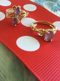 RINGS 🌸 RINGS 🌸RINGS 💍 2 Amethyst gemstone rings for sale / Gold over Silver fine jewelry beautiful shine