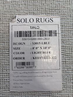Solo Rugs Milo Light Blue 8x10 Area Rug