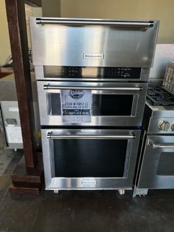 KITCHEN AID 30”WIDE STAINLESS STEEL BUILT IN MICROWAVE OVEN COMBO