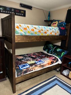 Dark Brown Wood Twin Bunk Bed Frame