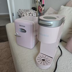 Keurig and Mini Fridge Pink