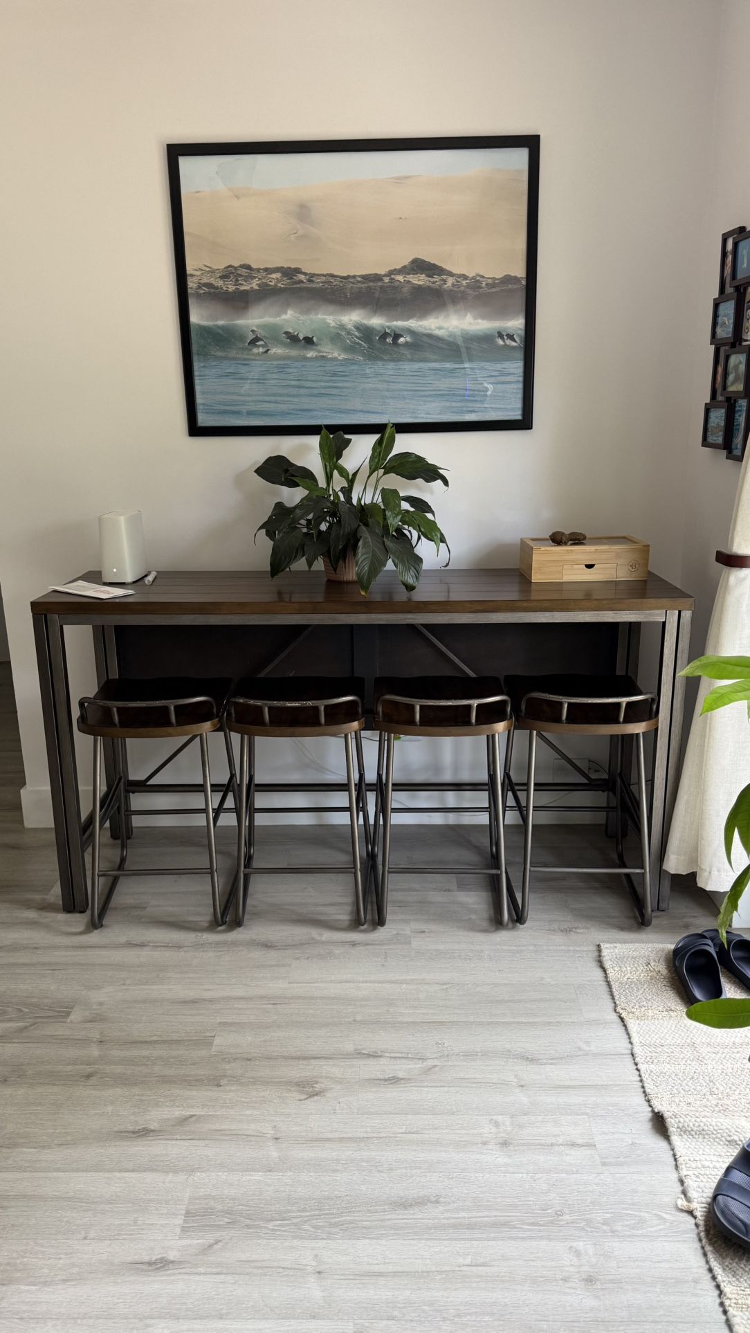 Bar Table with Stools -Bridgetown Brown 5 Pc Counter Height Dining Set – $150
